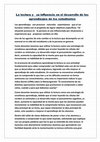 Research paper thumbnail of La lectura y la influencia en los aprendizajes