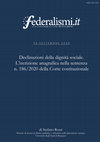 Research paper thumbnail of Declinazioni della dignità sociale.  L'iscrizione anagrafica nella sentenza n. 186/2020 della Corte costituzionale, in Federalismi, 2020, 26, 146-165