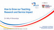 Research paper thumbnail of How to Grow our Teaching, Research and Service Impact