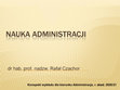 Research paper thumbnail of Nauka administracji. Konspekt wykładu (2020/21)