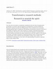 Research paper thumbnail of Transformative research methods: Research to nourish the spirit