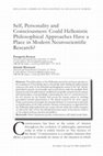 Research paper thumbnail of Self, Personality and Consciousness: Could Hellenistic Philosophical Approaches Have a Place in Modern Neuroscientific Research