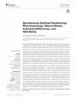 Research paper thumbnail of Spontaneous spiritual awakenings: Phenomenology, altered states, individual differences, and well-being