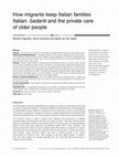 Research paper thumbnail of How migrants keep Italian families Italian: badanti and the private care of older people