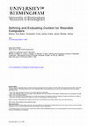 Research paper thumbnail of Defining and evaluating context for wearable computing