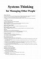 Research paper thumbnail of Systems Thinking for Managing Other People and Systems Thinking for Managing Self--2 course syllabuses