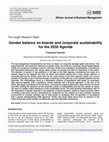 Research paper thumbnail of Gender balance on boards and corporate sustainability for the 2030 Agenda