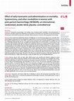 Research paper thumbnail of Effect of early tranexamic acid administration on mortality, hysterectomy, and other morbidities in women with post-partum haemorrhage (WOMAN): an international, randomised, double-blind, placebo-controlled trial