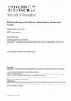 Research paper thumbnail of Extraordinary or ordinary emergency measures