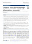 Research paper thumbnail of Comparison of two methods for subpubic angle measurement from reconstructed three-dimensional pelvic model