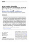 Research paper thumbnail of In vitro evaluation of antioxidant, antineurodegenerative and antidiabetic activities of Ocimum basilicum L., Laurus nobilis L. leaves and Citrus reticulata Blanco peel extracts