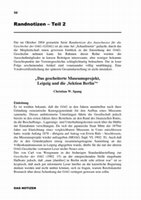 Research paper thumbnail of Das gescheiterte Museumsprojekt, Leipzig und die 'Sektion Berlin' (Randnotizen 2)