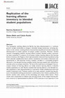 Research paper thumbnail of Replication of the learning alliance inventory to blended student populations