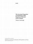 Research paper thumbnail of The Invariant Proportion of Substitution (IPS) Property of Discrete-Choice Models