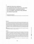 Research paper thumbnail of Percepcion del modelo de acreditacion por alta calidad