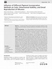 Research paper thumbnail of Influence of Different Pigment Incorporation Methods on Color, Dimensional Stability, and Detail Reproduction of Silicones