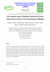 Research paper thumbnail of Socio-cultural Aspects of Heritage Tourism that Attracts Tourists and Travelers to Visit Taal, Batangas, Philippines