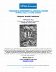 Research paper thumbnail of William Marx at UCLA, on "Beyond World Literature", On Monday, April 11 2022, at 12 NOON PST