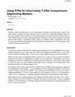 Research paper thumbnail of Using STRs for Intra-Family Y-DNA Comparisons: Segmenting Markers