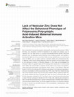 Research paper thumbnail of Lack of Vesicular Zinc Does Not Affect the Behavioral Phenotype of Polyinosinic:Polycytidylic Acid-Induced Maternal Immune Activation Mice