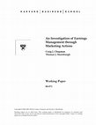 Research paper thumbnail of An Investigation of Earnings Management Through Marketing Actions