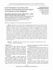 Research paper thumbnail of Local Community Assessment on the Economic, Environmental and Social Aspects of Ecotourism in Lobo, Philippines