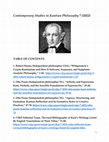 Research paper thumbnail of Contemporary Studies in Kantian Philosophy 7 (2022): Table of Contents, Including Links to Articles