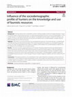 Research paper thumbnail of Influence of the sociodemographic profile of hunters on the knowledge and use of faunistic resources