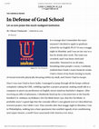 Research paper thumbnail of In Defense of Grad School