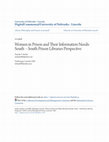 Research paper thumbnail of Women in Prison and Their Information Needs: South – South Prison Libraries Perspective