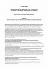 Research paper thumbnail of Call for papers: Phenomenological Psychopathology: Who, What and How? An analysis of key figures, advancements and challenges