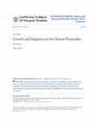 Research paper thumbnail of Growth and Happiness in the Human Personality Rien Havens California Institute for Integral Studies