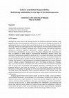 Research paper thumbnail of CFP - Culture and Global Responsibility: Rethinking Habitability in the Age of the Anthropocene