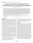 Research paper thumbnail of Influence of Growth Temperature on the Photoluminescence of Zinc Oxide Nanomaterial