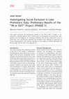 Research paper thumbnail of Investigating Social Exclusion in Late Prehistoric Italy: Preliminary Results of the ‘‘IN or OUT’’ Project (PHASE 1)