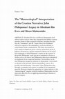 Research paper thumbnail of The “Meteorological” Interpretation of the Creation Narrative: John Philoponus’s Legacy in Abraham Ibn Ezra and Moses Maimonides