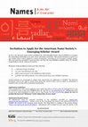 Research paper thumbnail of Invitation to Apply for the American Name Society's Emerging Scholar Award