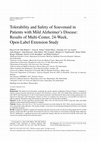 Research paper thumbnail of Tolerability and safety of Souvenaid in patients with mild Alzheimer's disease: results of multi-center, 24-week, open-label extension study