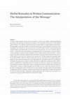 Research paper thumbnail of Herbal Remedies in Written Communication: The Interpretation of the Message