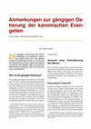 Research paper thumbnail of Anmerkungen zur gängigen Datierung der kanonischen Evangelien