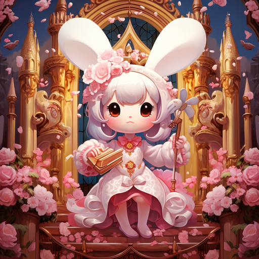 My Melody portrait in cathedral mural style.