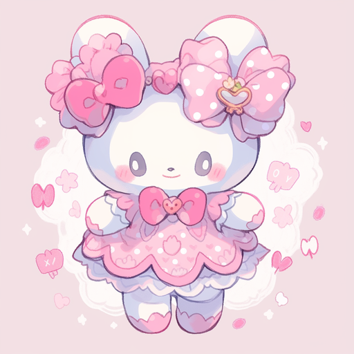 A cute cartoon character with a colorful aesthetic, portraying My Melody.