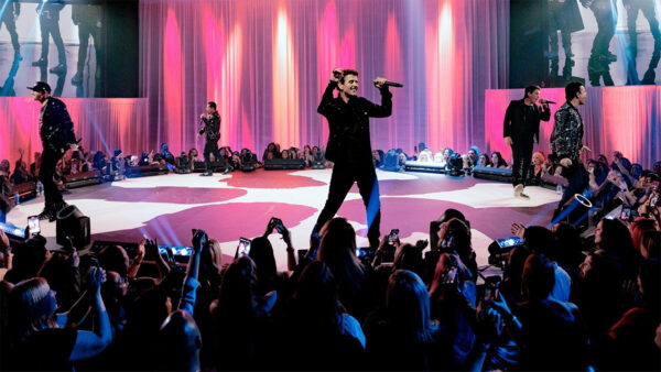 The New Kids on the Block performing on stage