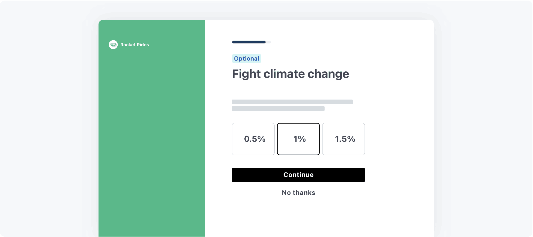 The Stripe Climate onboarding page for connected accounts