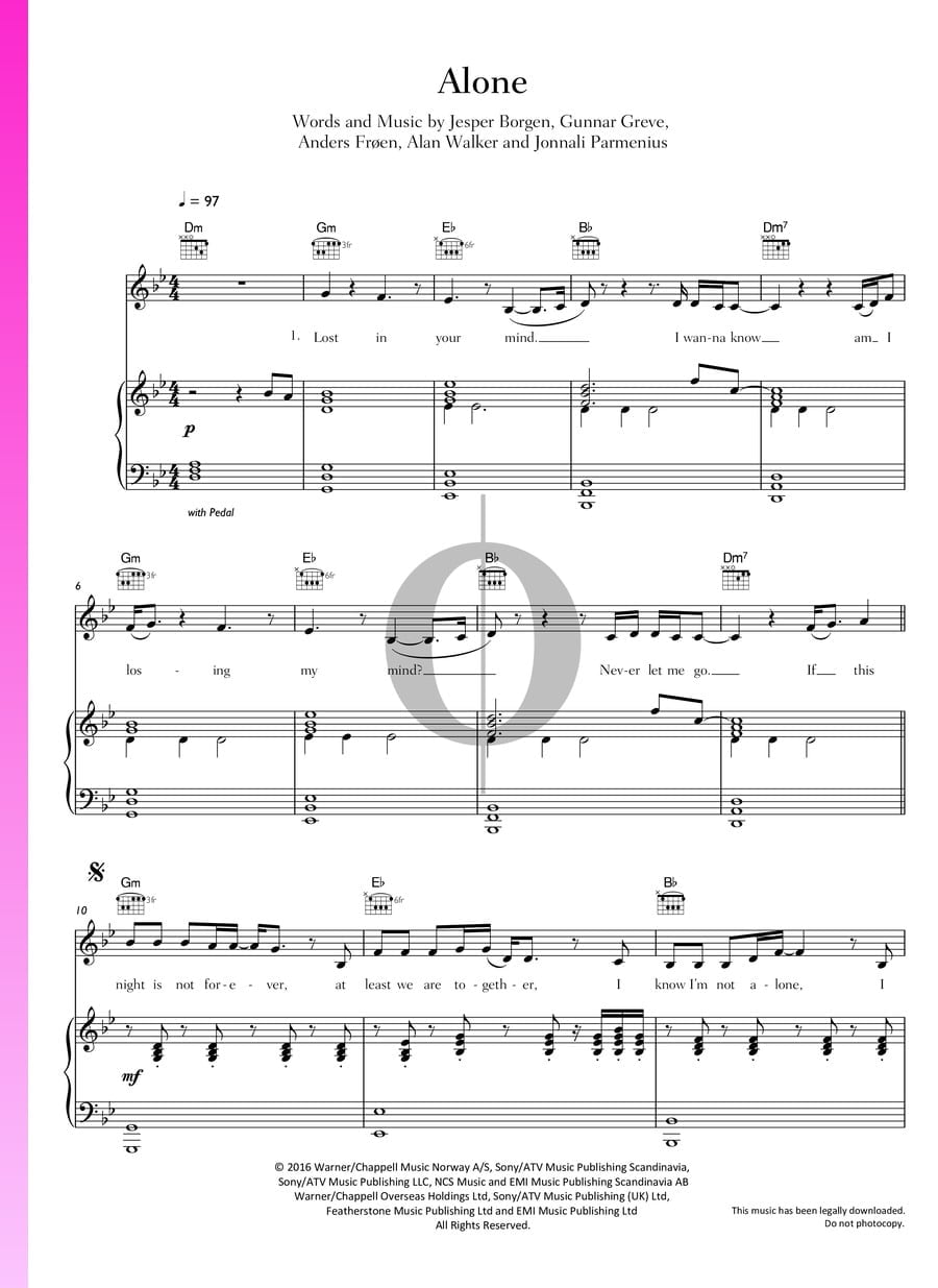 Alone (Alan Walker) Piano Sheet Music - OKTAV