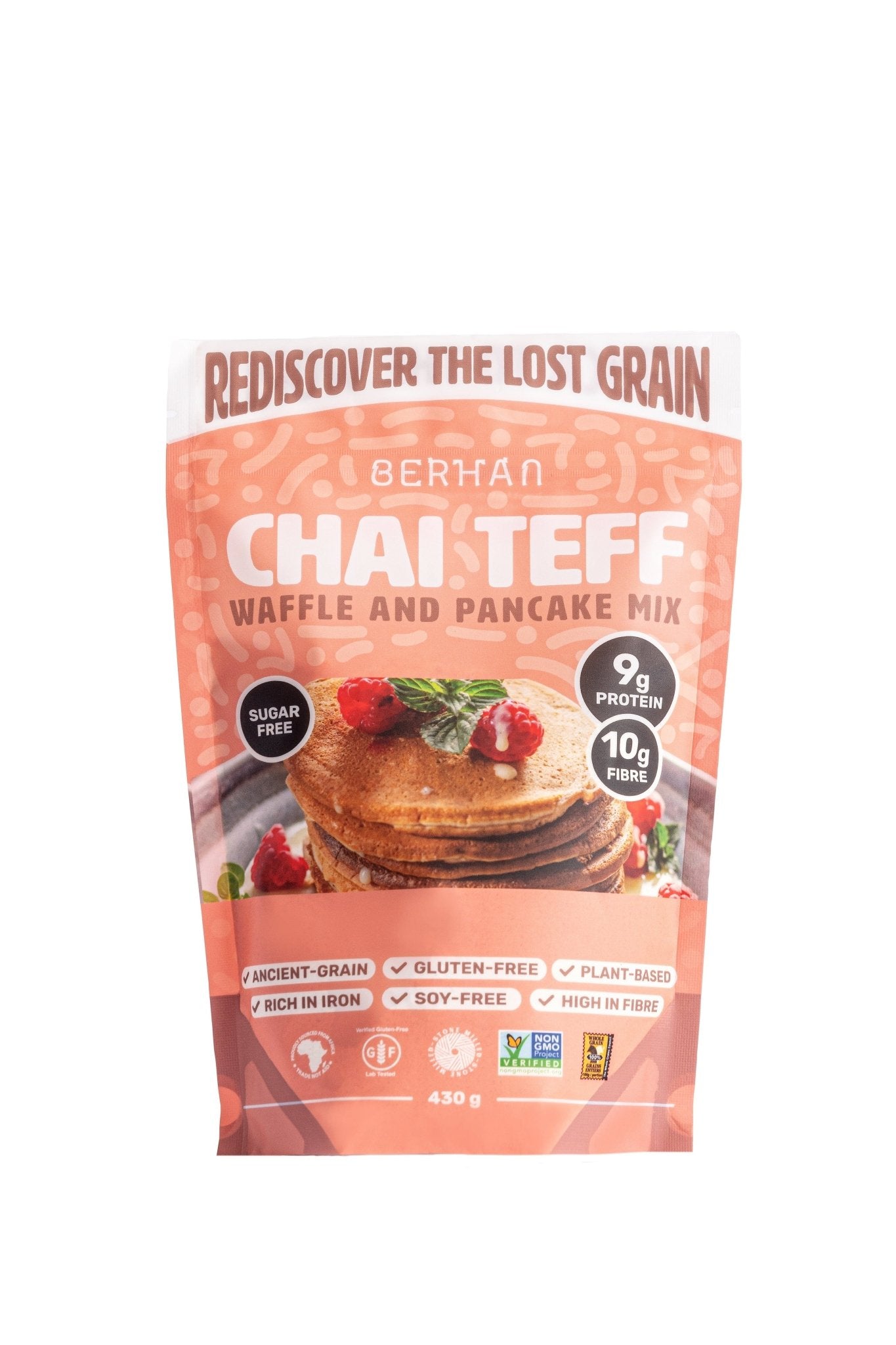 Plant-Based Protein Chai Teff Waffle and Pancake Mix | Naturally Gluten-Free | Iron Rich | Fiber Rich - Berhan Teff