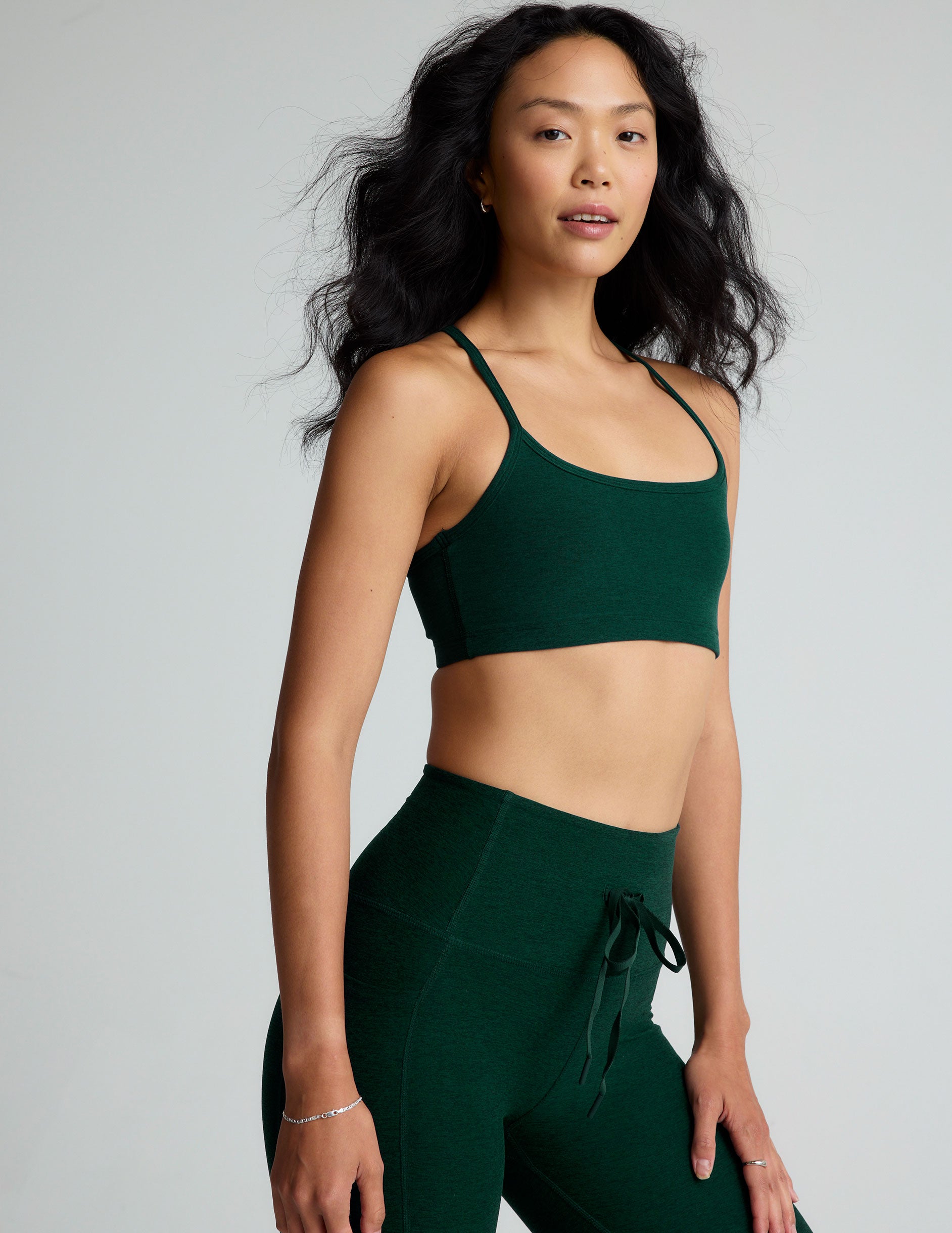 green slim strap racerback bra. 