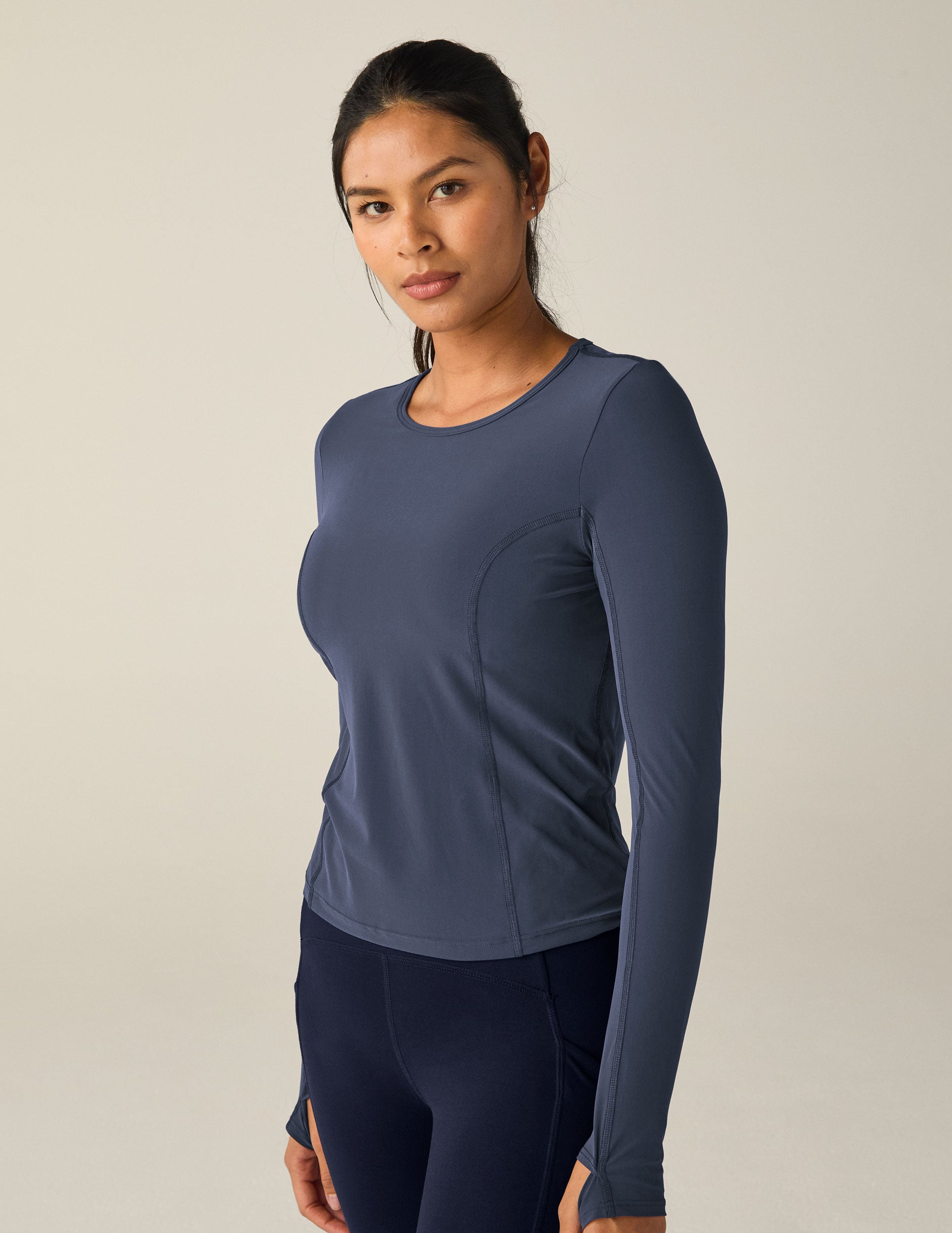 blue long sleeve top