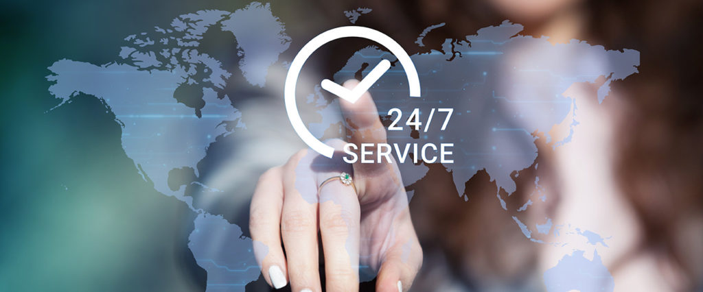 person pressing 247 support service button