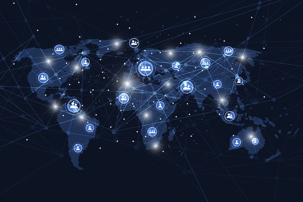 Global network connection world map